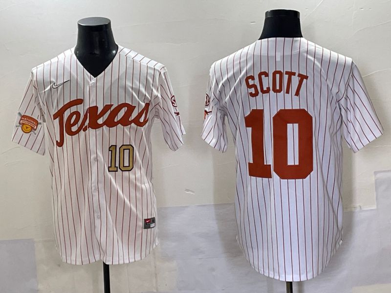 Men Texas Longhorns #10 Scott White stripe Nike joint Name NCAA 2025 Jersey style 7